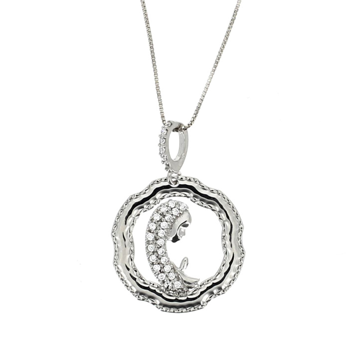 Collar de plata Virgen estilizada con circonitas blancas 22x24 mm Realis Collar de plata Virgen estilizada con circonitas blancas 22x24 mm Realis