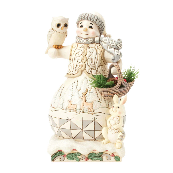 Pupazzo di neve con cestino 26 cm Jim Shore 6017168 Pupazzo di neve con cestino 26 cm Jim Shore 6017168