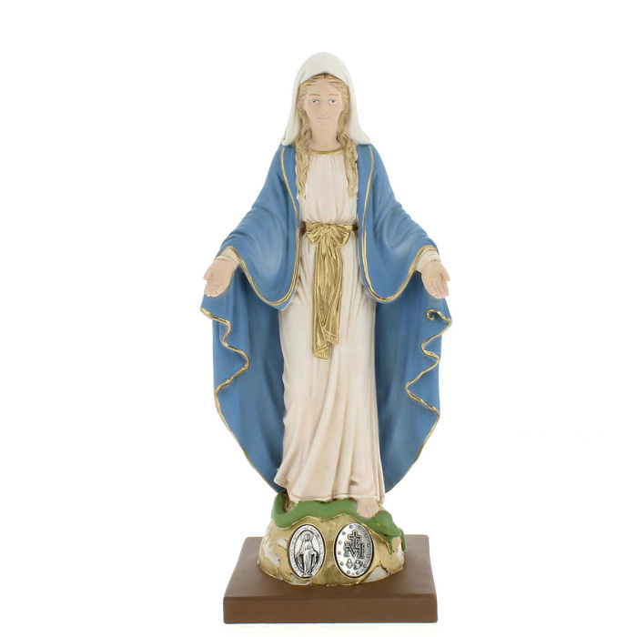 Statua Madonna Miracolosa con Medaglie resina 20 cm