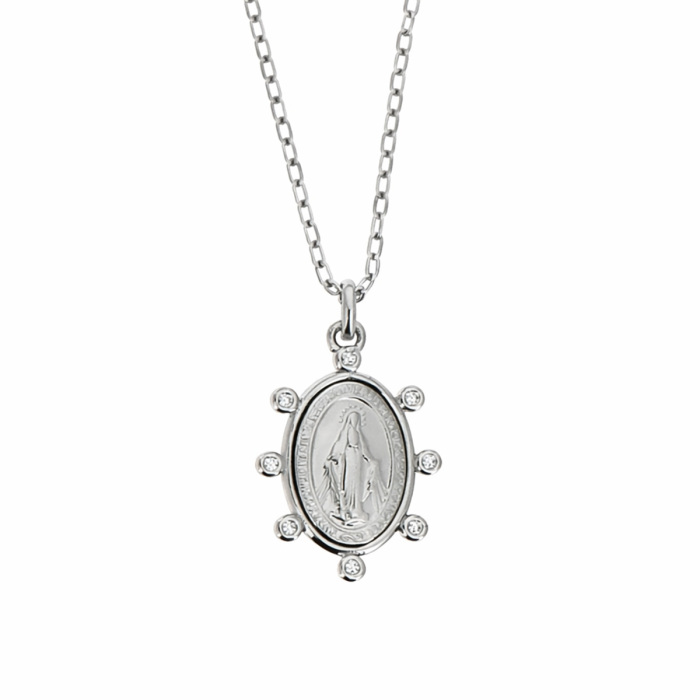 Silver Miraculous Medal Necklace 13 × 19 mm Realis