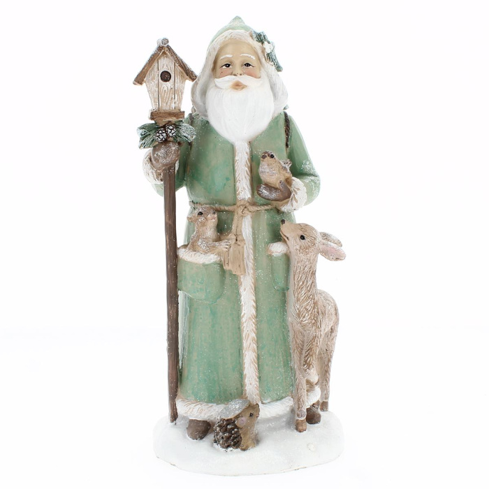 Green Santa Claus with animals 29 cm Green Santa Claus with animals 29 cm