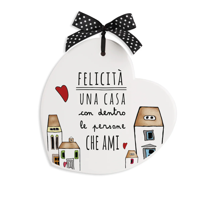 Formella Pensieri e Parole Cuore Felicità 14×14 cm