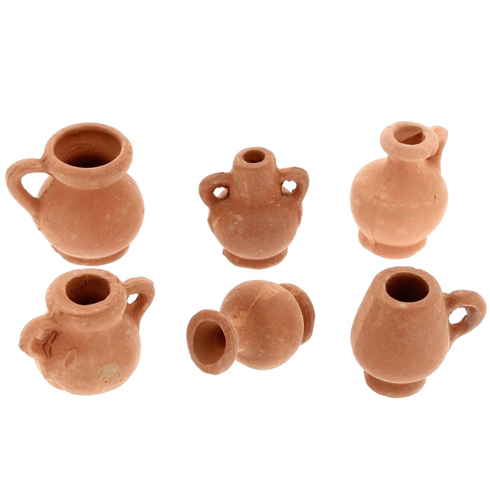 Set 6 Anfore assortite in terracotta 3 cm