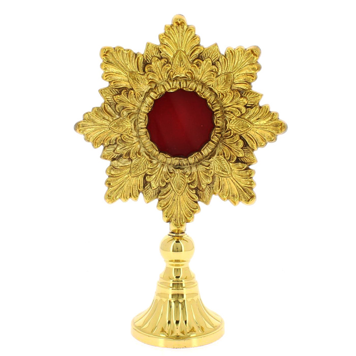 Porta Reliquia Ottone Dorato Raggiera 30 cm