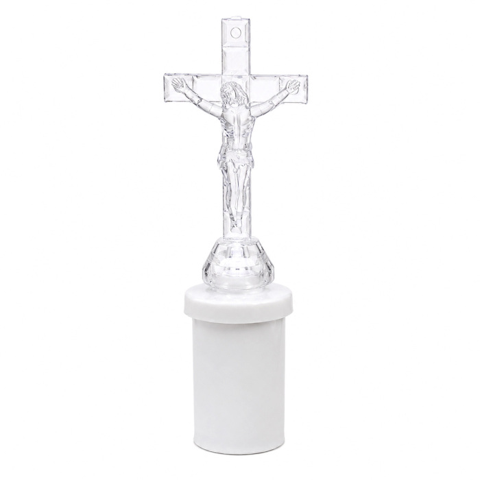 Lumino Elettronico Crocifisso Led Bianco Lampeggiante 17 cm Lumino Elettronico Crocifisso Led Bianco Lampeggiante 17 cm