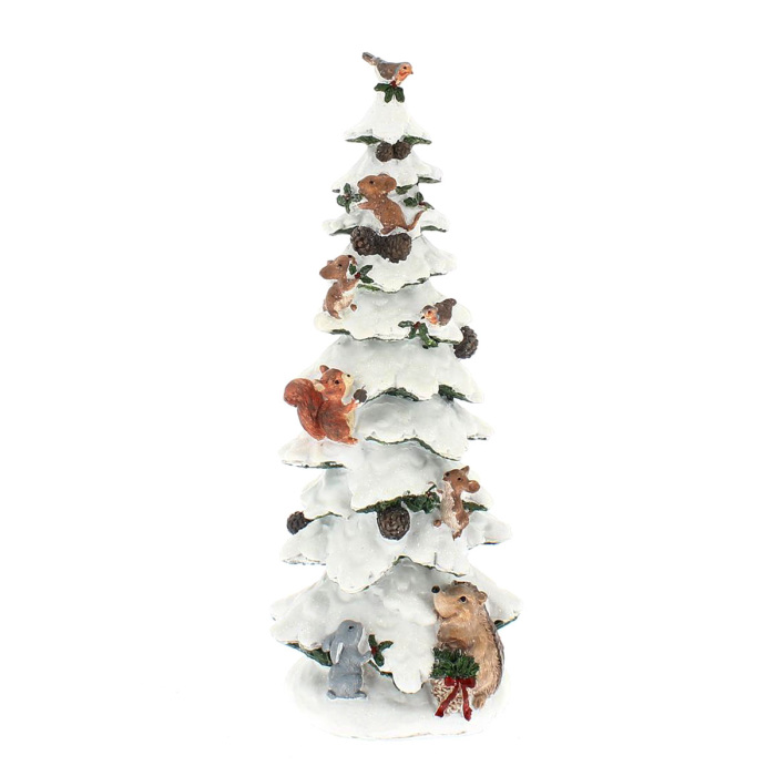 Snow-covered Christmas tree with animals 30 cm Snow-covered Christmas tree with animals 30 cm