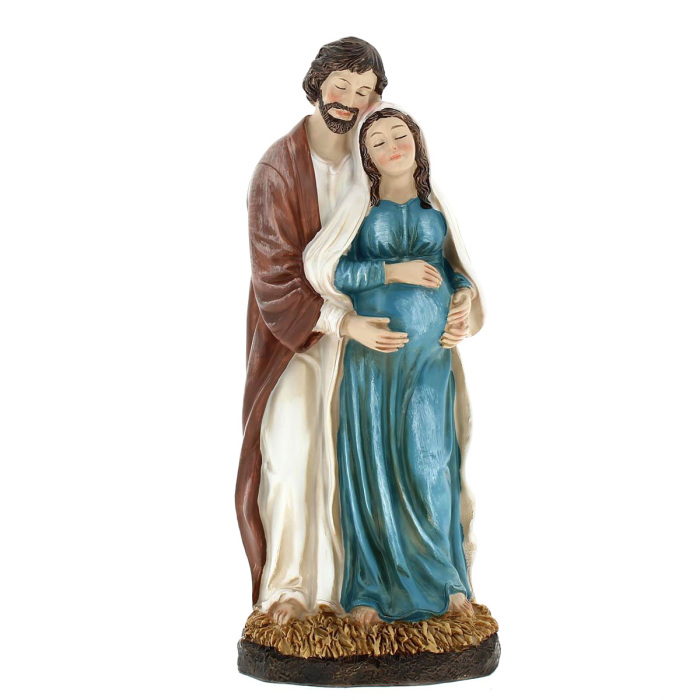 Estatua San José y María embarazada resina 20 cm
