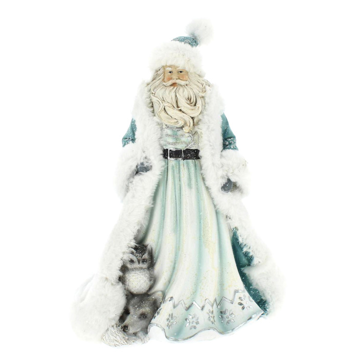 Papá Noel azul con animales 33 cm