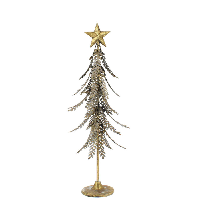 Árbol de Navidad de metal dorado antiguo 47 cm