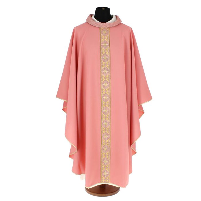 Polyester chasuble with embroidered band Gamma