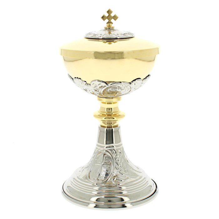 Copón Marius en latón plateado cincelado 22 cm Copón Marius en latón plateado cincelado 22 cm