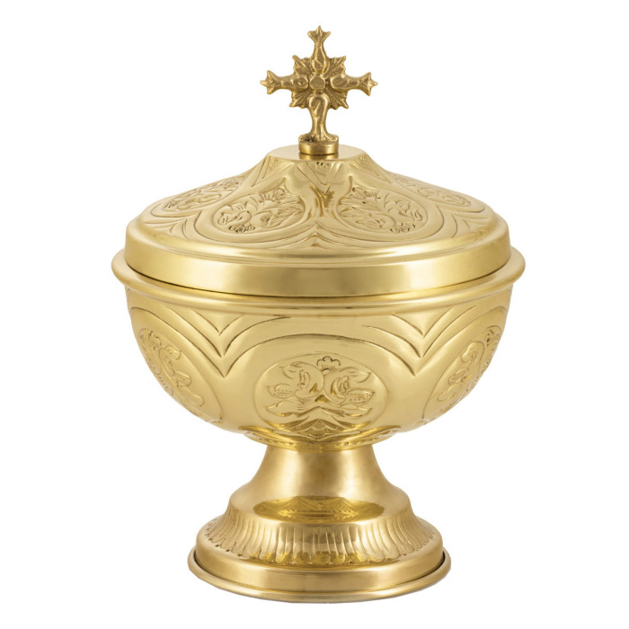 Golden Liturgical Ciborium with Spoon 17 cm Golden Liturgical Ciborium with Spoon 17 cm