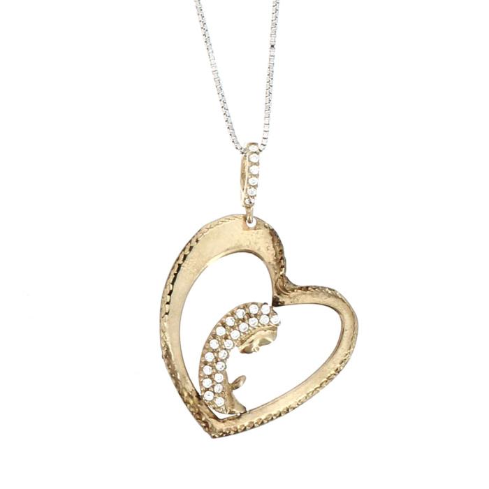 Collana argento Cuore dorato Madonna 26x30 mm Realis