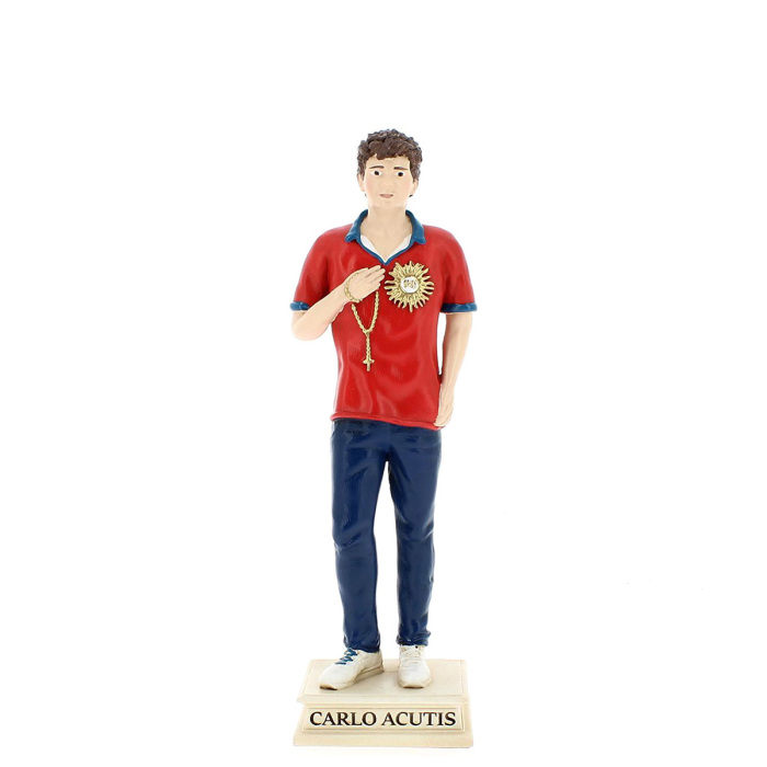 Statua San Carlo Acutis in resina dipinta 15 cm Statua San Carlo Acutis in resina dipinta 15 cm