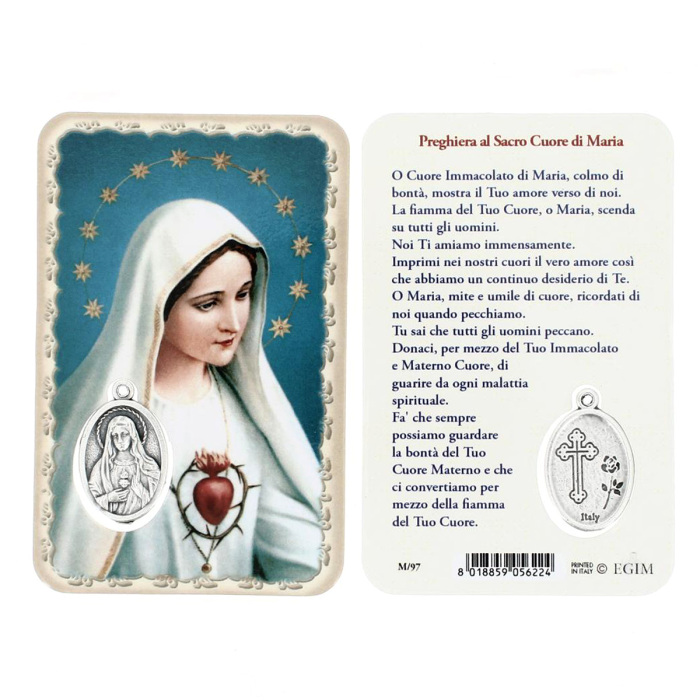 Card Sacro Cuore di Maria con Medaglia 55x85 mm