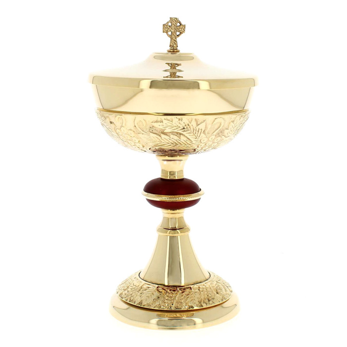 Decorated ciborium leaves and grapes in relief 27 cm Decorated ciborium leaves and grapes in relief 27 cm
