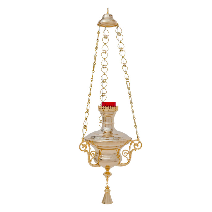 Blessed Sacrament lamp golden brass finish 25x41x90 cm Blessed Sacrament lamp golden brass finish 25x41x90 cm
