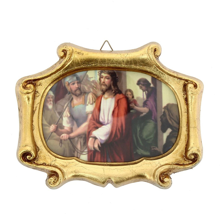 Vía Crucis marco de madera 17x13 cm 15 estaciones Vía Crucis marco de madera 17x13 cm 15 estaciones