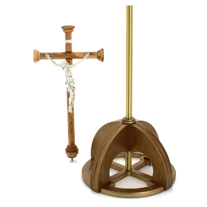 Croce astile stile barocco base circolare 205 cm