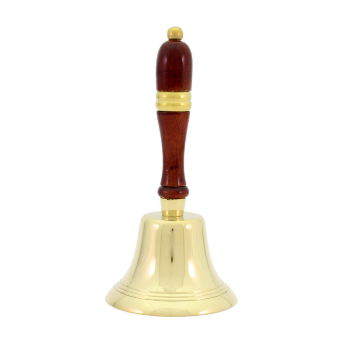 Campanello grande ottone manico legno 22 cm Campanello grande ottone manico legno 22 cm