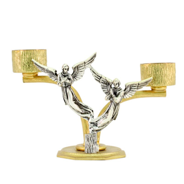 Candelabro 2 llamas con ángeles lado izquierdo 22x15 cm