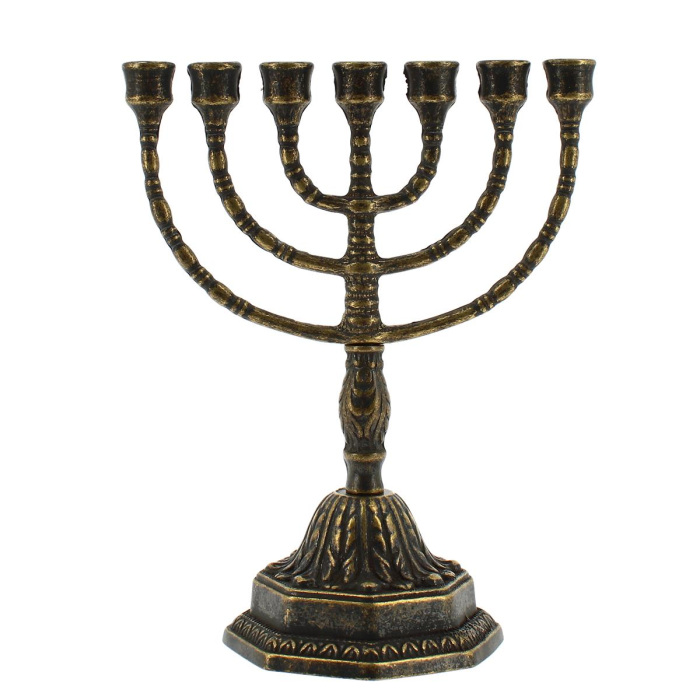 Menorah candlestick 7 flames in burnished brass 23 cm Menorah candlestick 7 flames in burnished brass 23 cm