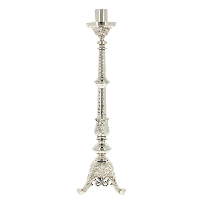 Candeliere da altare ottone nichelato 62 cm