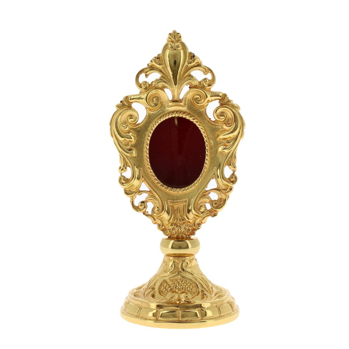 Reliquiario barocco ottone dorato 15 cm
