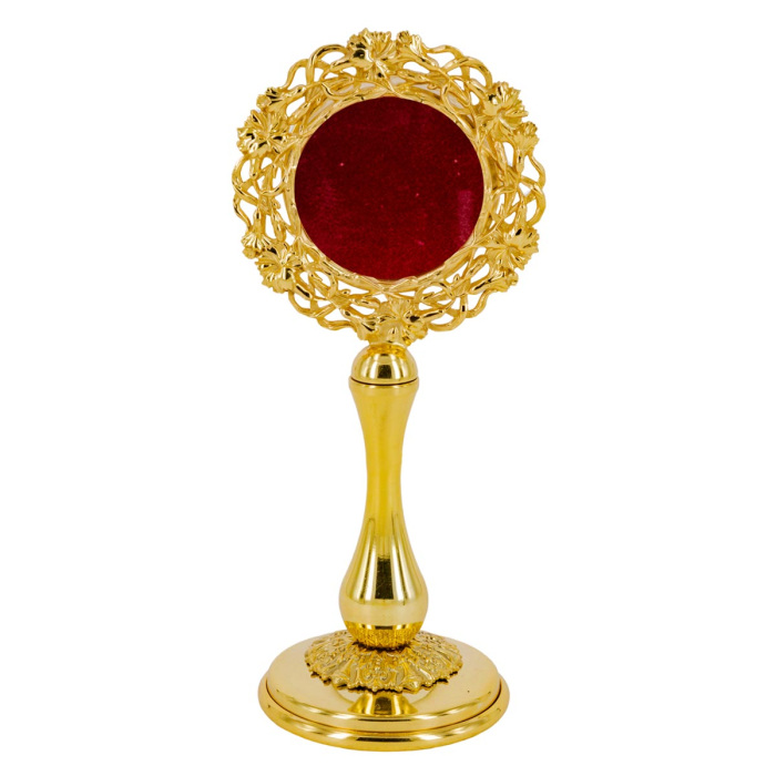 Gilded reliquary with woven flowers 16 cm