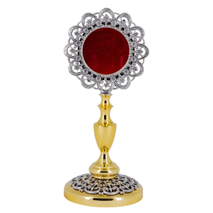 Reliquary two tones with filigree flowers 11 cm