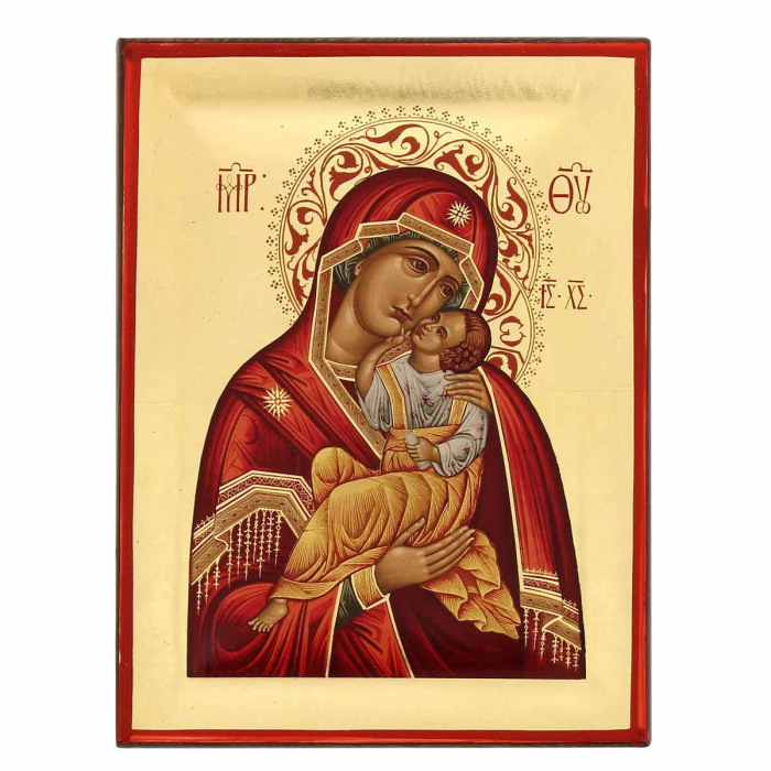 Icona greca serigrafata Madonna della Tenerezza 19x25 cm