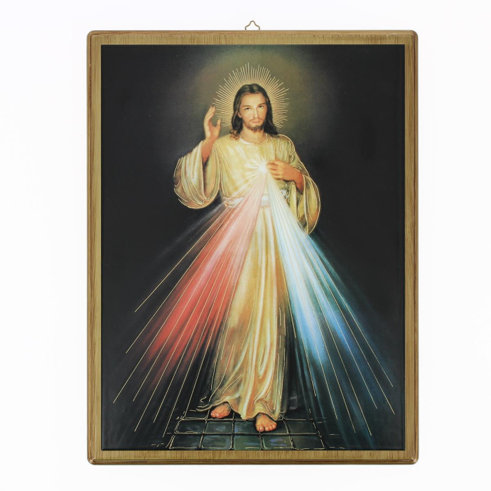 Cuadro en madera lacada Jesús Misericordioso 32x42 cm