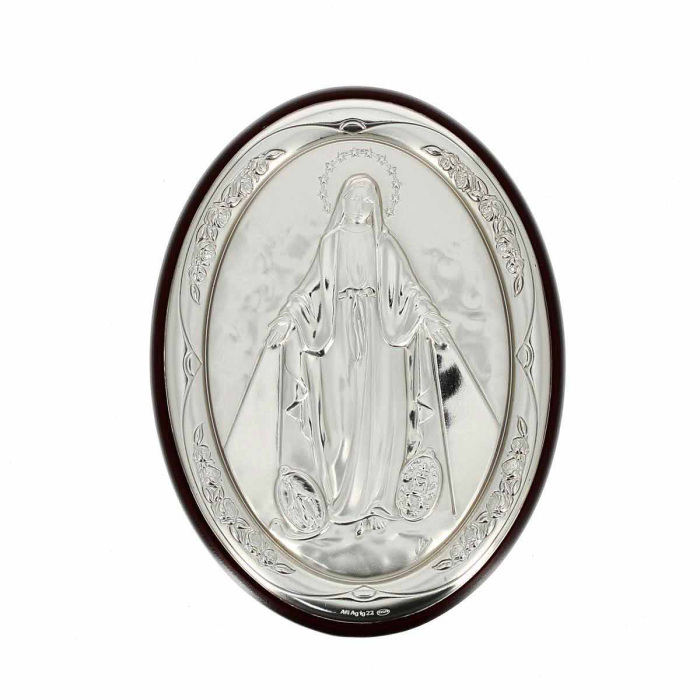 Miraculous Virgin oval silver picture 8x11 cm Miraculous Virgin oval silver picture 8x11 cm