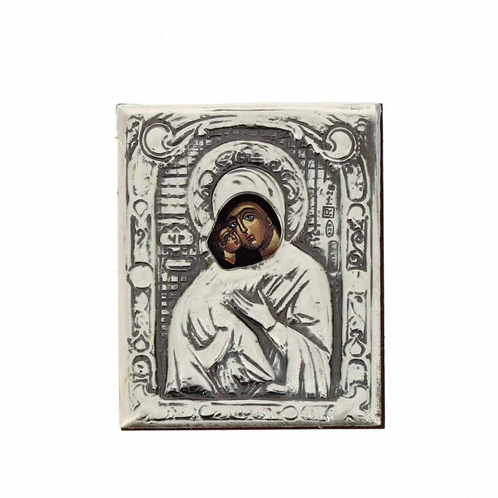 Icona mini argento Madonna con Bambino 4,5x5,5 cm Icona mini argento Madonna con Bambino 4,5x5,5 cm