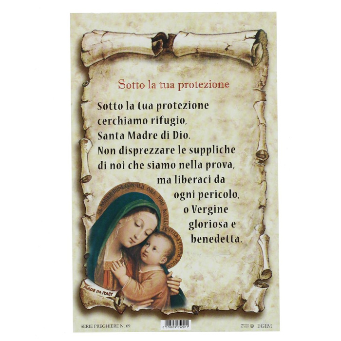 Cartoncino preghiera - Sotto la tua protezione 10x15 cm 100 pz