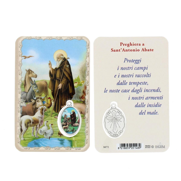 Card Sant'Antonio Abate con Medaglia 5,5x8,5 cm Card Sant'Antonio Abate con Medaglia 5,5x8,5 cm