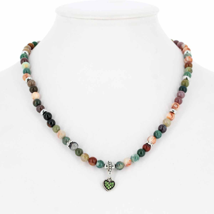 Collana con grani di pietra dura multicolor sfumato