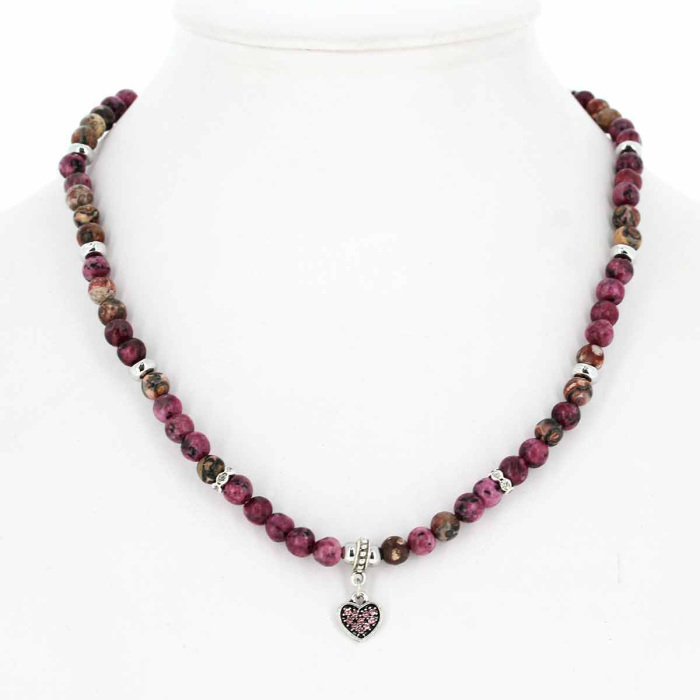 Collar con cuentas de piedra dura morado matizado Collar con cuentas de piedra dura morado matizado