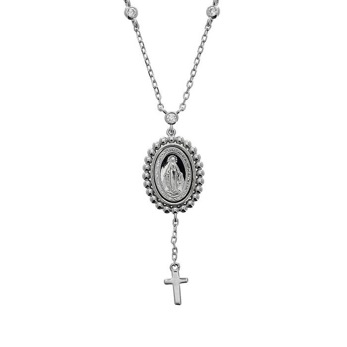 Silver necklace Our Lady of Miracles 14x17 mm Realis