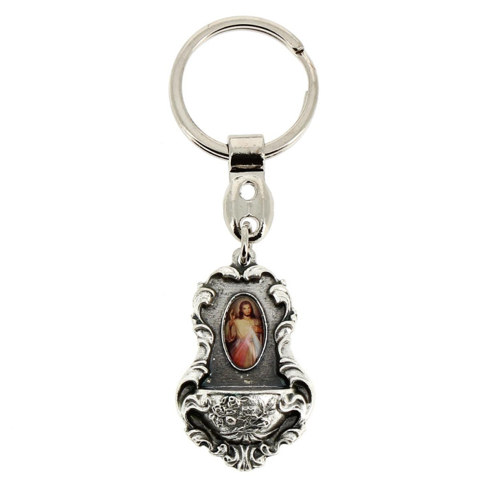 Holy water font keychain Merciful Jesus 2,8x8,5 cm