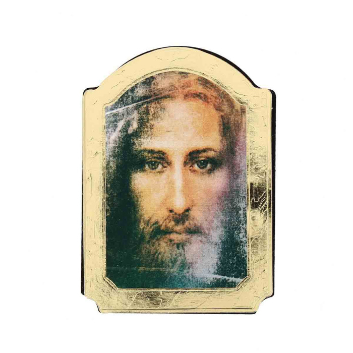Domed wooden magnet Face of Jesus of the Shroud 5,5x7,5 cm