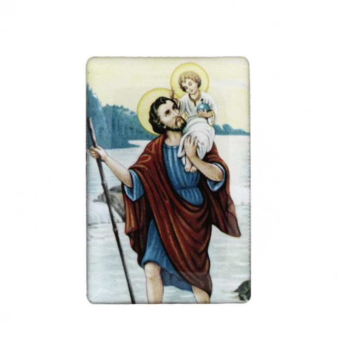 Magnete vetrificato San Cristoforo 4x6 cm
