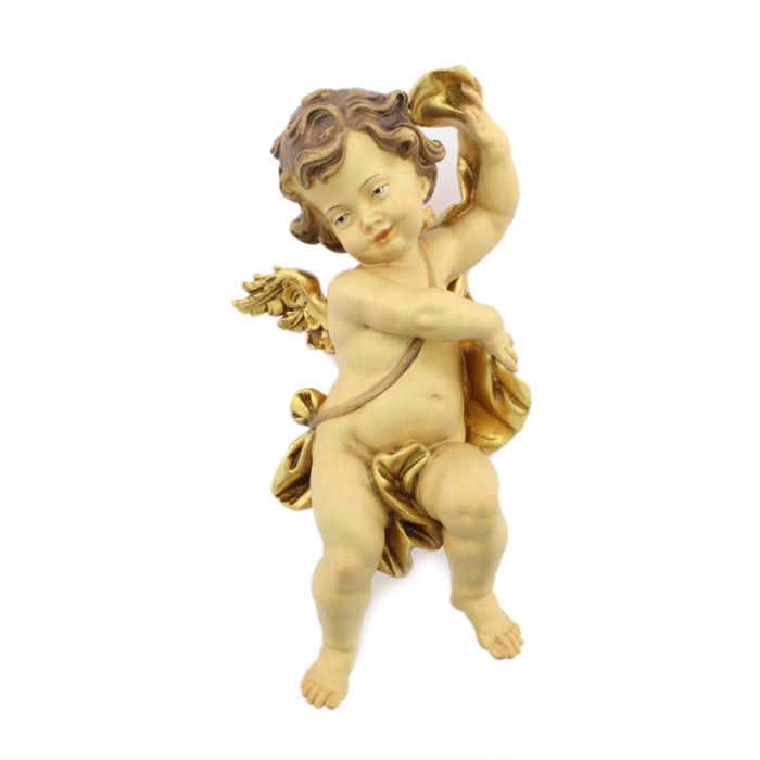 Cherub in painted wood with band 30 cm Cherub in painted wood with band 30 cm