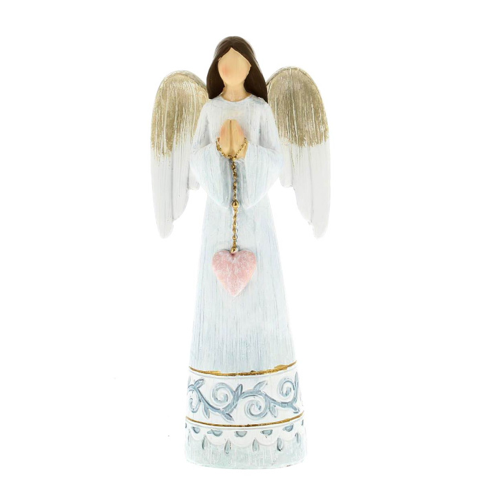 Ángel celeste con corazón de resina de colores 21 cm Ángel celeste con corazón de resina de colores 21 cm