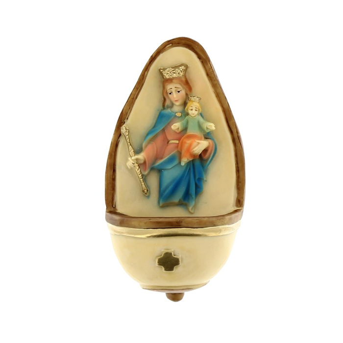 Acquasantiera Madonna Ausiliatrice in resina 16 cm