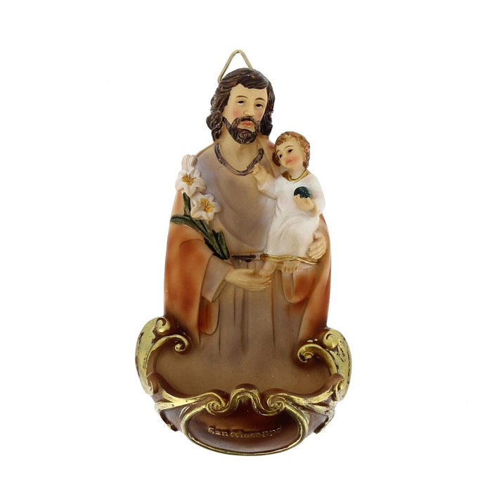 Wall Saint Joseph holy water stoup in resin 13,5 cm Wall Saint Joseph holy water stoup in resin 13,5 cm