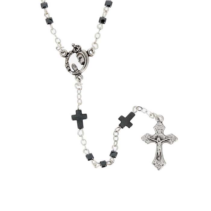 Rosario collar con cubos de hematites Cuenta