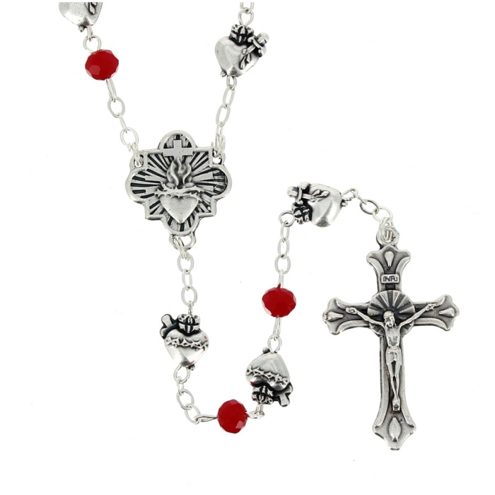 Red glass rosary heart ex voto Bead 5 mm Red glass rosary heart ex voto Bead 5 mm