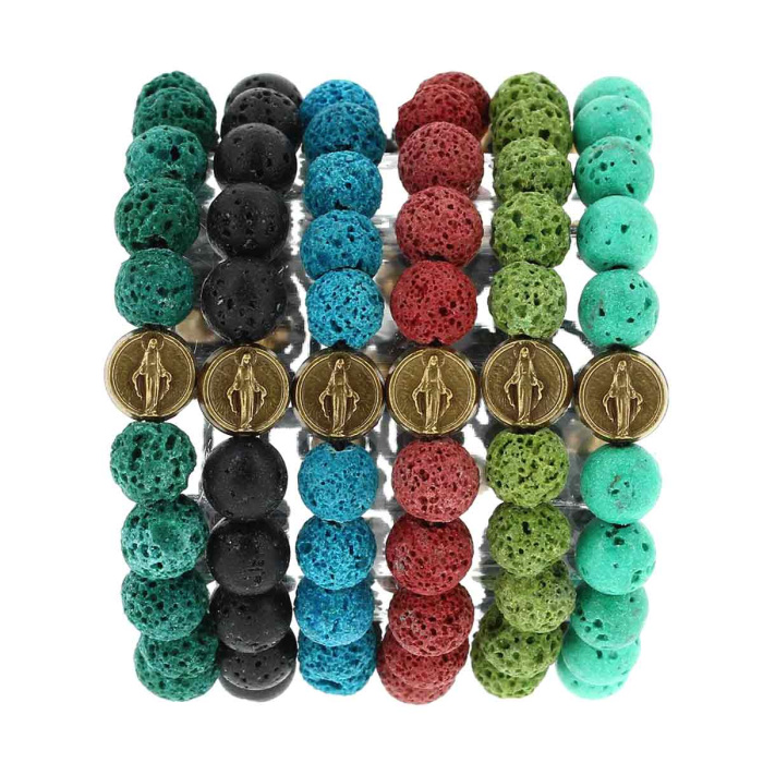 Miraculous Lava Stone Bracelet Rosary Bead 9mm Miraculous Lava Stone Bracelet Rosary Bead 9mm