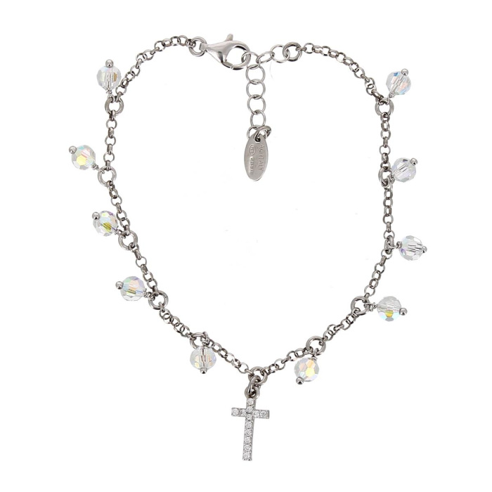 Rosario pulsera plata cristal Cipolletti